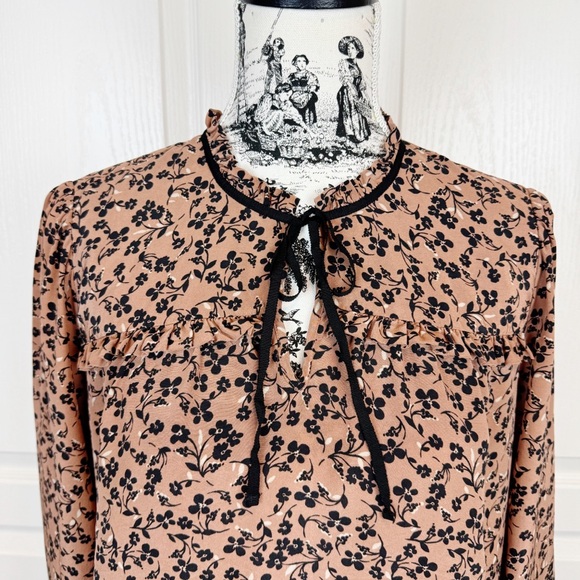 J. Crew Point Sur Blossom Print Silk Popover Blouse - Picture 5 of 7